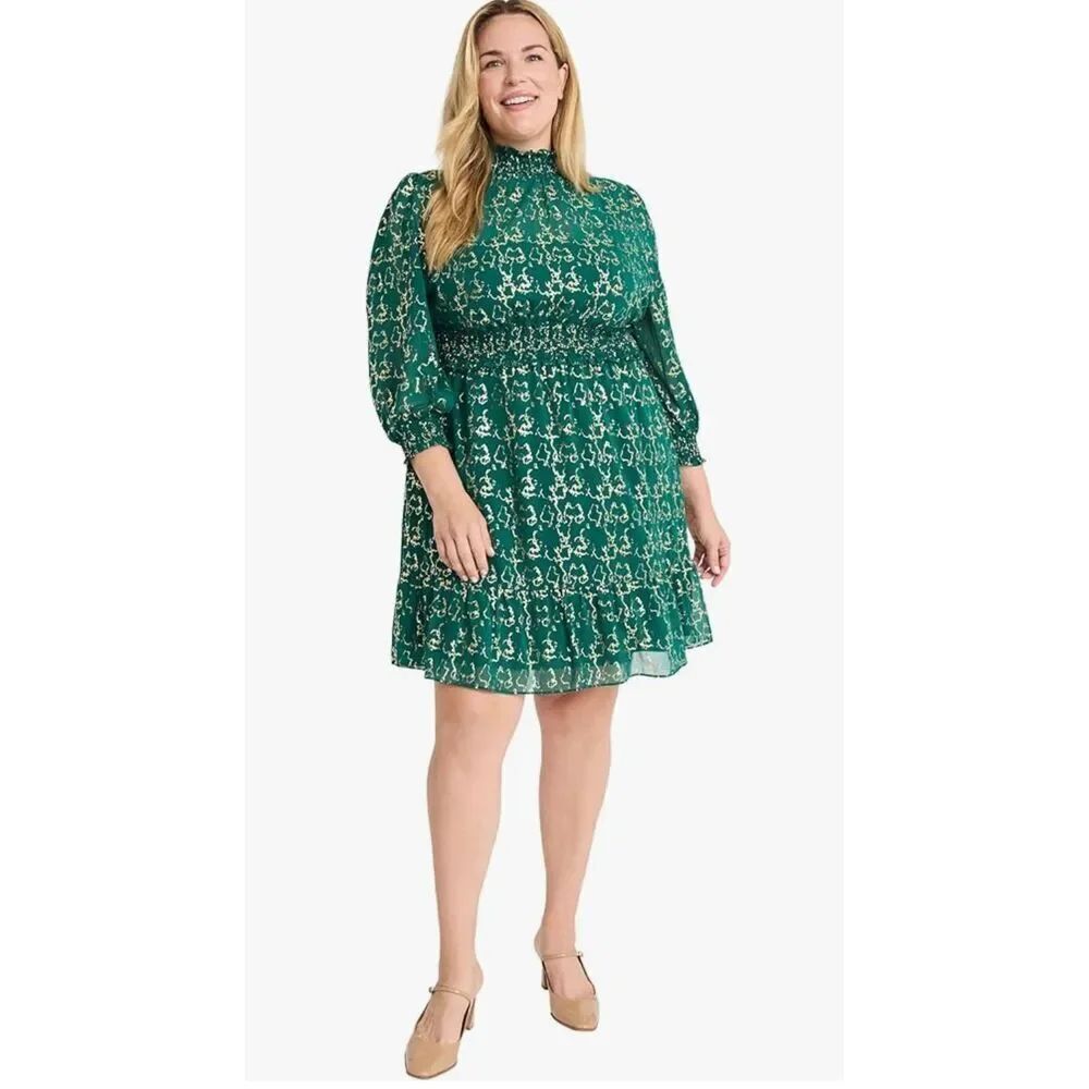 Maggy London Women's Plus Size Holiday Foil Glitter Shimmer Metallic Dress -20W
